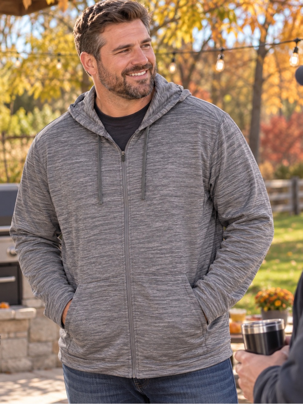 Tek Gear DRYTEK Mens 3XL Tall Gray Full Zip Performance Hoodie Jacket